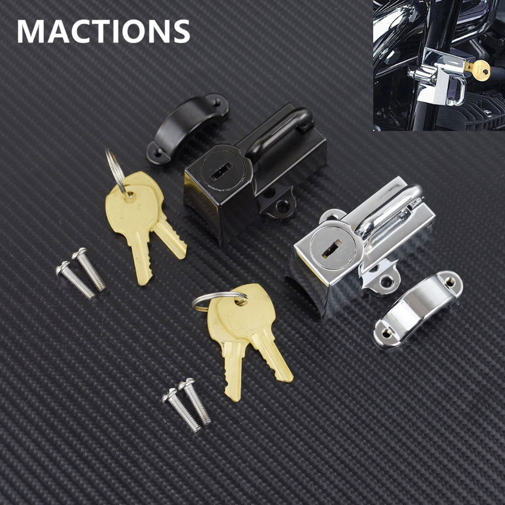 P-MC STORE Universal รถจักรยานยนต์อุปกรณ์เสริมรถจักรยานยนต์ล็อคสำหรับ Harley Chrome สีดำ7/8 ''หลอด