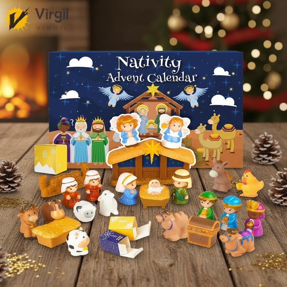 [Virgil.th] Nativity Christmas Counting Calendar Christmas Advent Calendar Christian Advent Calendar