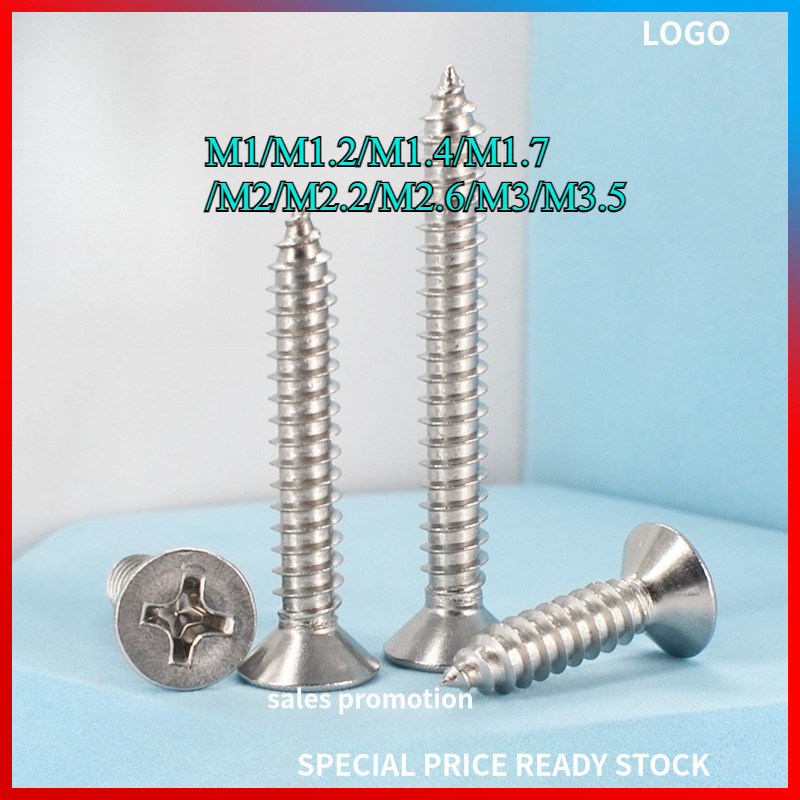 สกรูเกลียวปล่อย หัวF+ น็อต สกรู หัวเตเปอร์ แฉก F+ สแตนเลส 304 เกลียวปล่อย M3 / Flat Head Phillip Tap