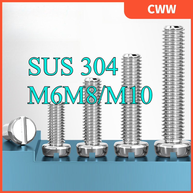 304 สแตนเลส one-slot สกรูหัวทรงกระบอก GB65 สกรู slotted หัวกลม boltM6M8/M10CWW-KK-K