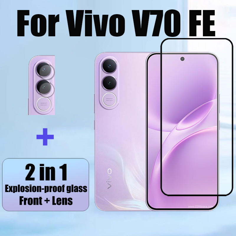 Vivo V70 FE 5G 2 in 1 HD ป้องกันหน้าจอ สำหรับ กระจกนิรภัยสําหรับ สำหรับ Vivo V60 V50 V40 Lite 4G 5G 