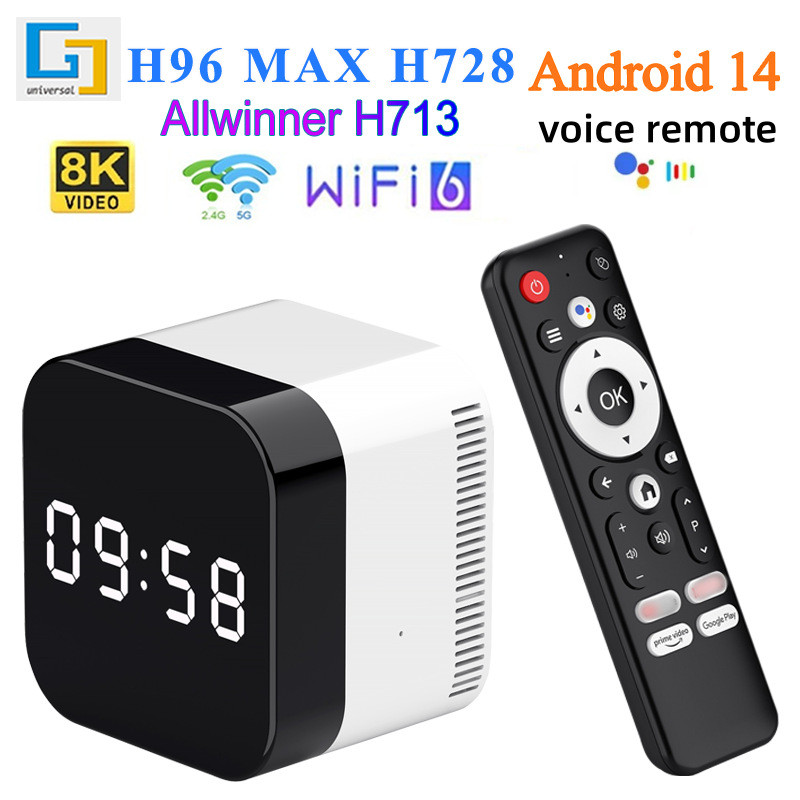 การค้าต่างประเทศ H96MAX H728 Set Top box Android 14 กล่องทีวี wifi6 บลูทูธ 8K HD กล่องทีวีขายส่ง