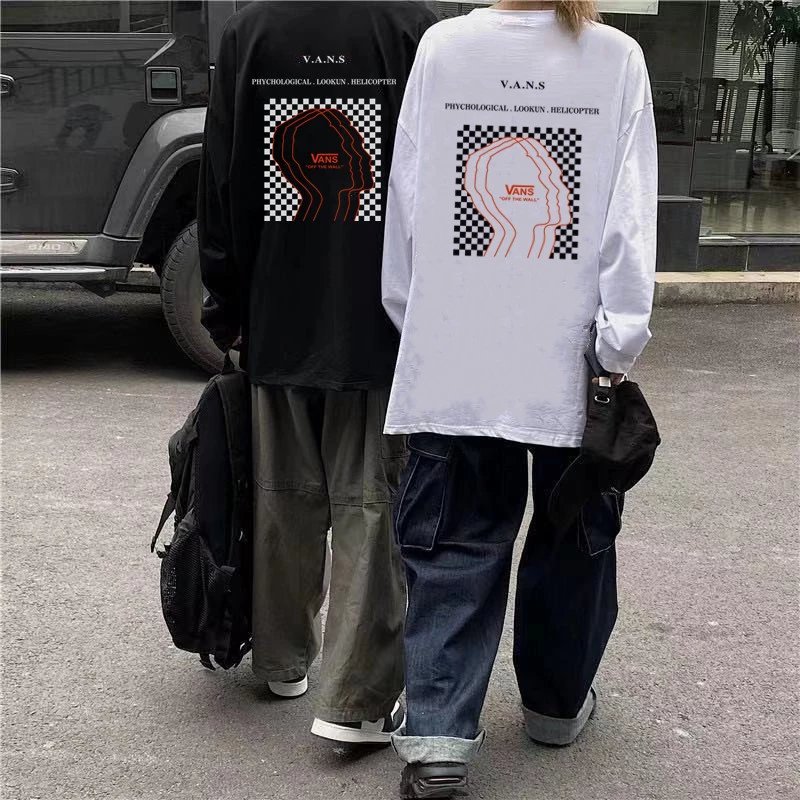 เสื้อยืดแขนยาว Vans ผ้าฝ้ายพิมพ์ลาย