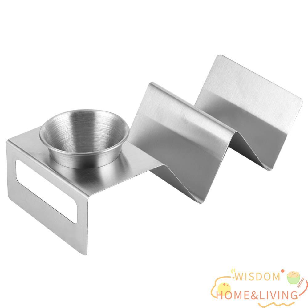 WISDOM Taco Holder, เครื่องล้างจานปลอดภัยสแตนเลส Taco Stand, Buffet เครื่องมือพร้อมถ้วยซอส Heavy Dut