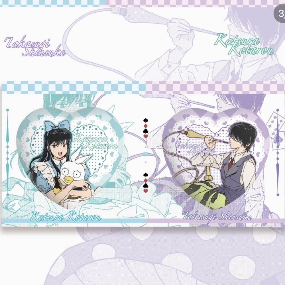 Gintama Alice in Wonderland Takasugi Shinsuke & Katsura Kotaro Heart Badge เข็มกลัดคุณภาพสูง Pin ของ
