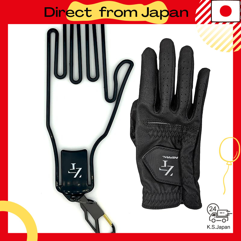 [ZEROFIT] Inspiral Glove & Glove Hanger Set / Golf Glove Golf Wear Non-Slip Grip (Black, 18cm, Right