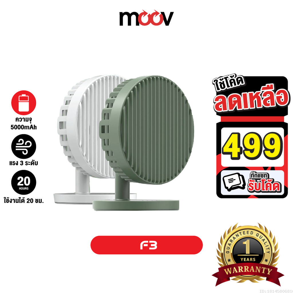 [499บ.โค้ดคุ้ม] Orsen by Eloop F3 พัดลมพกพา พัดลมไร้สาย ชาร์จแบตได้ พัดลม USB Portable FAN ใช้ได้นาน