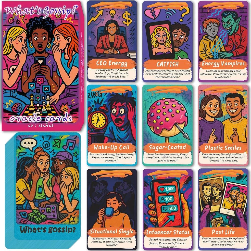 ซุบซิบไหน80 Bagua Tea Oracle Card Deck for Beginners Oracle Card Tarot Set for Karma, Twin Flames, Love, Friendship, Life Readings