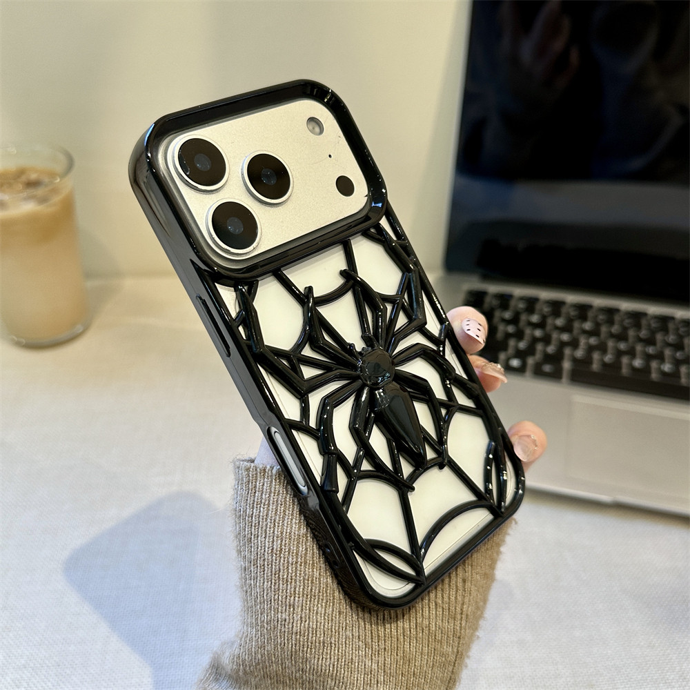 เคสไอโฟน 17 16 15 14 13 12 11 Pro Max เคสกระจายความร้อน 14 Promax Hollow Spider Web Texture การกระจา