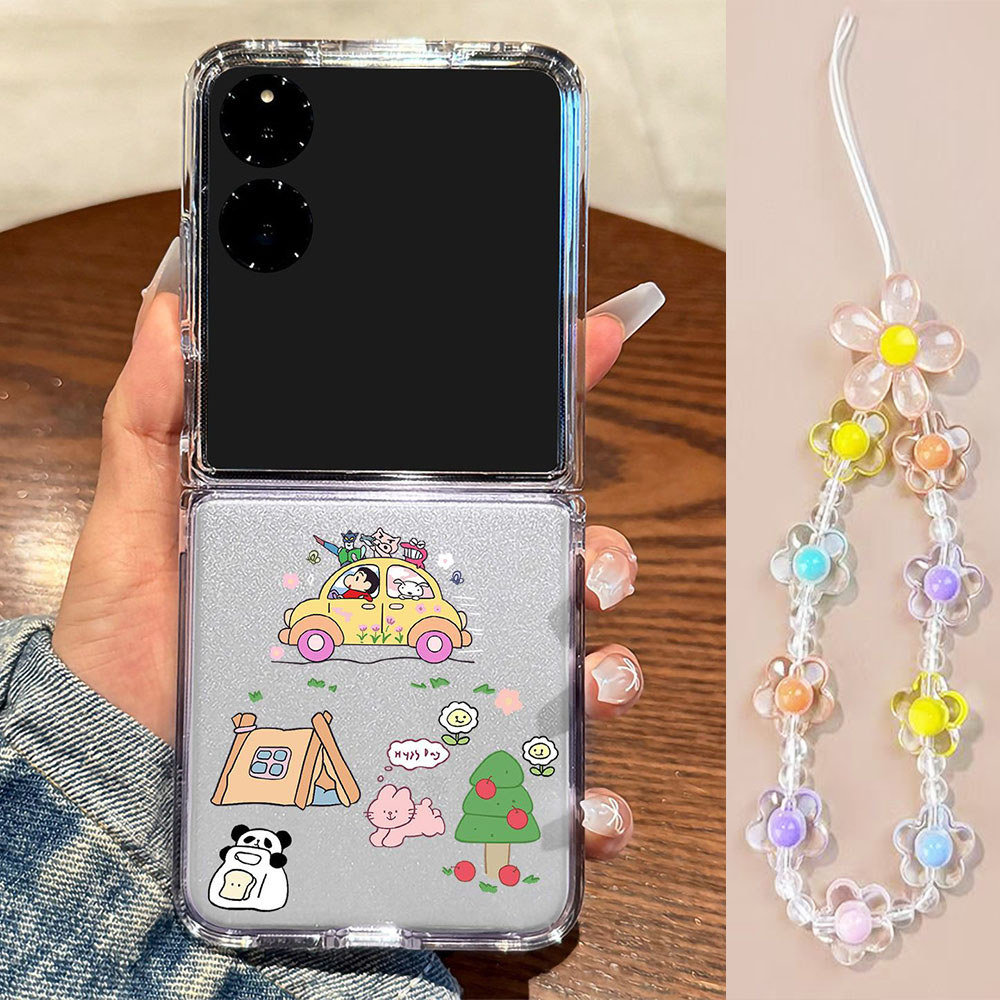 🥥🌴 เหมาะสม samsung ZFLIP6/ZFLIP5 ZFLIP4 และ ZFLIP3  SAMSUNG โปร่งใส เคสโทรศัพท์-HLTMZD12