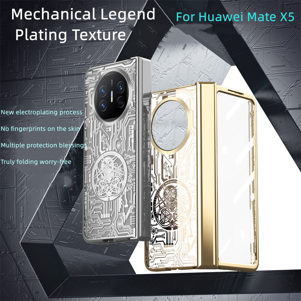 LUKEN สําหรับ Huawei Mate X3 X5 เคสโทรศัพท์ Mechanical Electroplating บานพับโปร่งใสป้องกัน Anti-drop