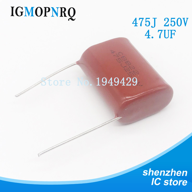 10 ชิ้น/ล็อต 475 4.7uF 250V CBB Polypropylene Film Capacitor Pitch 25 มม.475 4.7uF 250V ใหม่