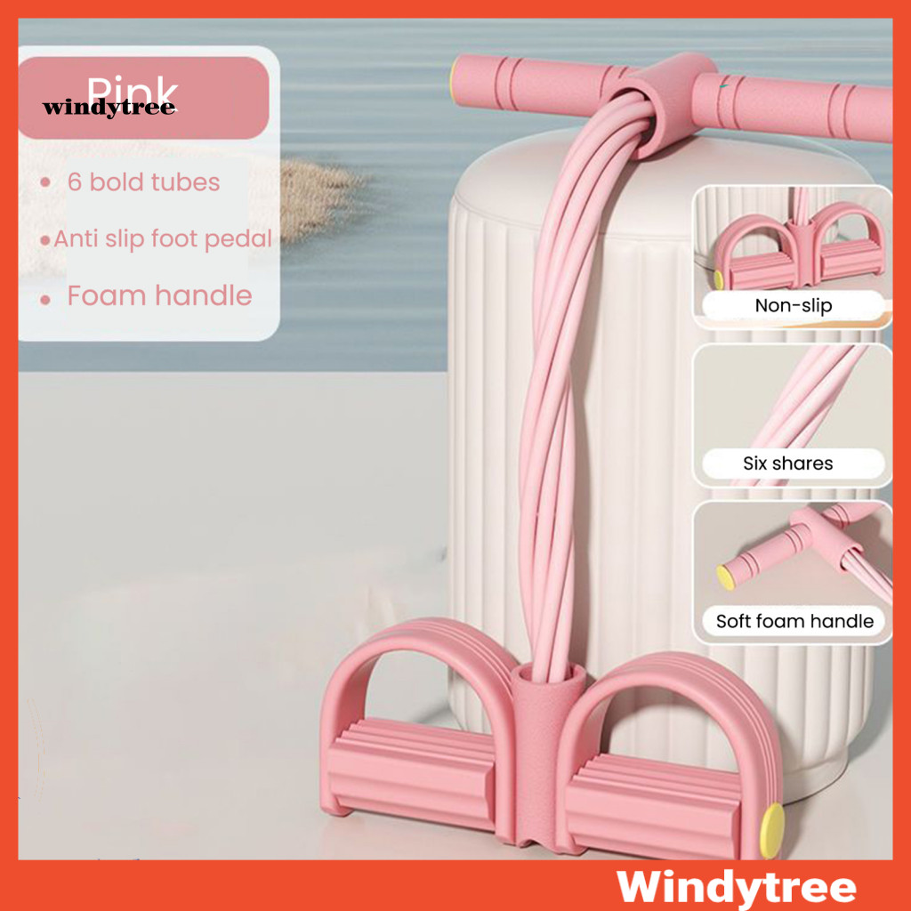 [W&T] ผู้ชายผู้หญิงเหยียบ Tensioner 6-tube Pedal Ankle Puller 4-in-1 Resistance Band พร้อมที่จับ Tpe