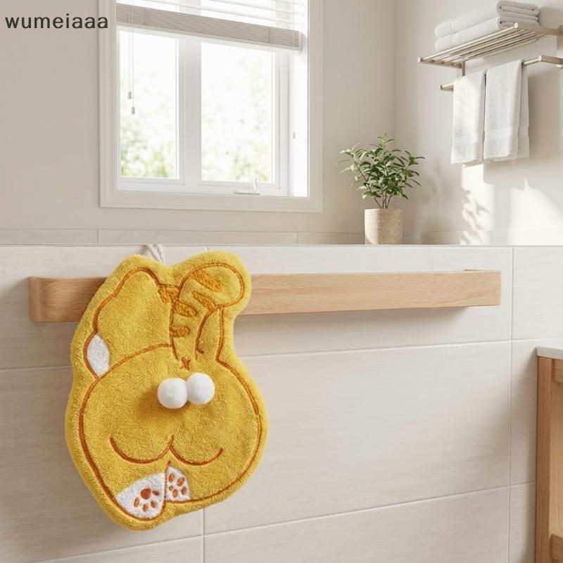 Wumeiaaaa Kawaii Cat Corgi Butt Hand Towel ดูดซับขนแกะปะการังกํามะหยี่แขวนสําหรับห้องครัวห้องน้ําใช้