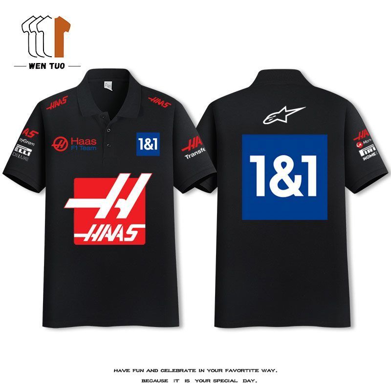 F1 ชุดแข่ง HASS HASS F1 HAAS Fleet Lapel เสื้อโปโล