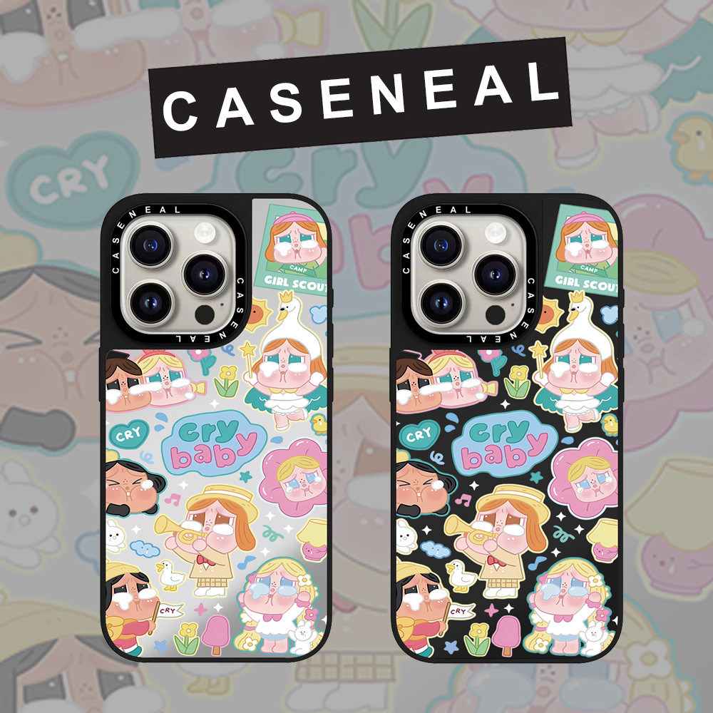 CASENEAL น่ารักร้องไห้เด็กกราฟฟิตีกระจกใบหน้าอะคริลิโปร่งใสเคสโทรศัพท์สําหรับiPhone 17 Pro Max 16 ProMax 15Pro 14 Plus 13 12 โทรศัพท์กันกระแทกขอบนุ่มฮาร์ดป้องกันกรณี