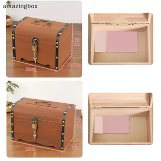 ABTH 1 ชุด Vintage Treasure กล่องเก็บไม้หีบสมบัติ Lo Piggy Bank Organizer กล่องสําหรับตกแต่งบ้าน Vary