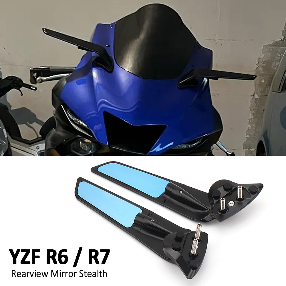 กระจกมองหลังรถจักรยานยนต์ Stealth Sport Winglet กระจกสําหรับ Yamaha YZF-R6 YZF R6 2017-2020 YZF-R7 Y