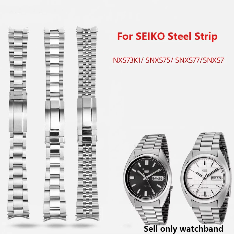 สายนาฬิกาสแตนเลสสําหรับ Seiko เบอร์ 5 นาฬิกา Sxns80 Snxs79 Snxs79k Snxs77 Snxs73 series arc ปากสายนา