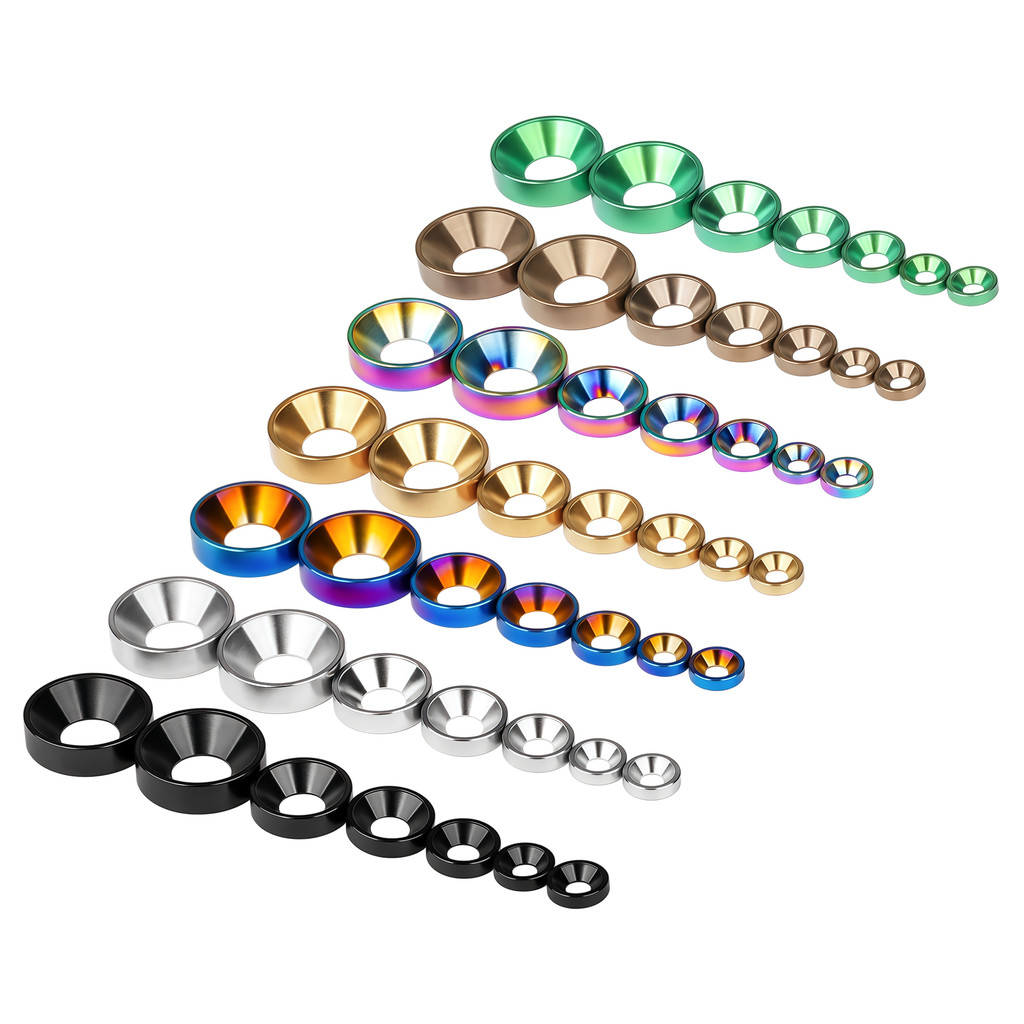 Wanyifa Titanium Alloy Countersunk เครื่องซักผ้า M3 M4 M5 M6 M8 สีดําสีเขียวและทองแดงโบราณเครื่องซักผ้าเหมาะสําหรับจักรยานและรถจักรยานยนต์