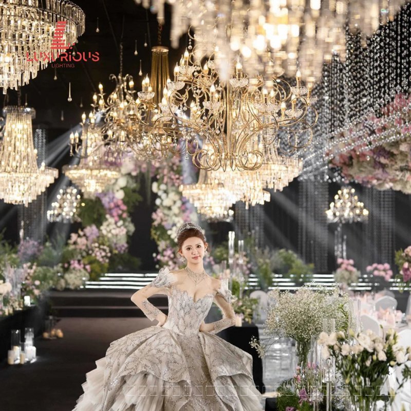 Wedding Hall Decoration Crystal Chandelier Wedding Decoration Aili Lighting Hotel Banquet Hall Decor