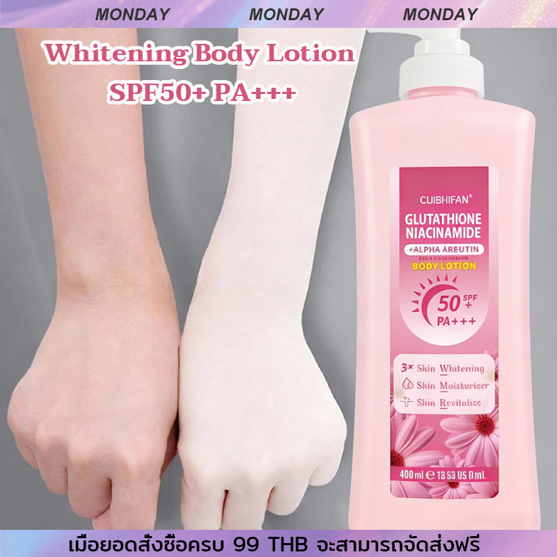 โลชั่นผิวหอม เนรมิตผิวสวย กระจ่างใส พร้อมกันแดด โลชั่น ขวดใหญ่ 400ml Glutathione Niacinamide Body Lotion