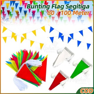 Bendera Segitiga Warna Warni 80/100m Bunting Flag Bendera Merah Putih Hiasan Agustusan Hias Karnaval Festival Dekorasi Ulang Tahun Pernikahan Acara Meriah