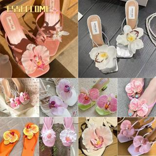 รองเท้าแตะแฟรี่ ลายดอกไม้และผีเสื� พร้อมโบaคาดหน้าแบบจำลอง ด…