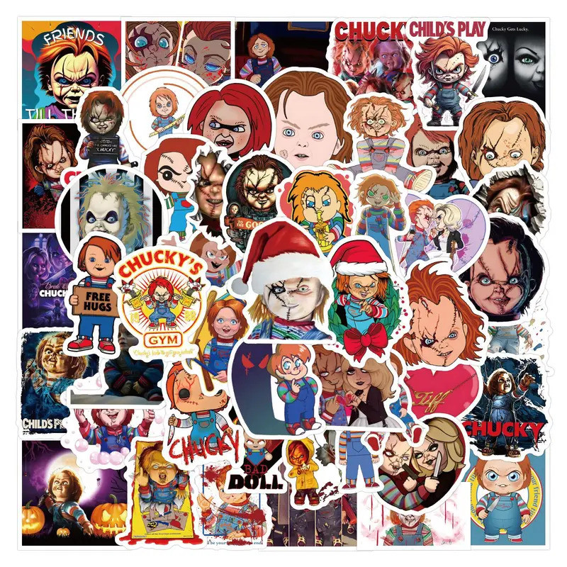 63PCS Chucky Stickers  Horror Hallowee DIY Sticker Laptop Car Laptop Skateboard Motorcycle Decorativ