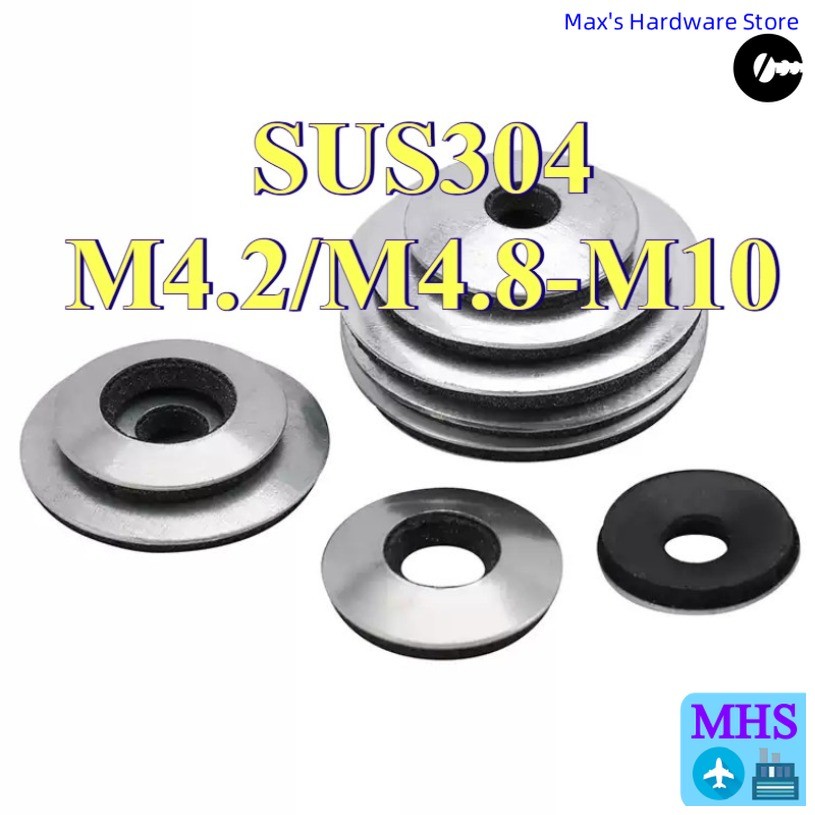 จัดส่งด่วนปะเก็นคอมโพสิตสแตนเลส 304 ปะเก็นปิดผนึกกันน้ําสกรูแตะตัวเองยางหาง EDPM ปะเก็น M4.2M4.8/M5.