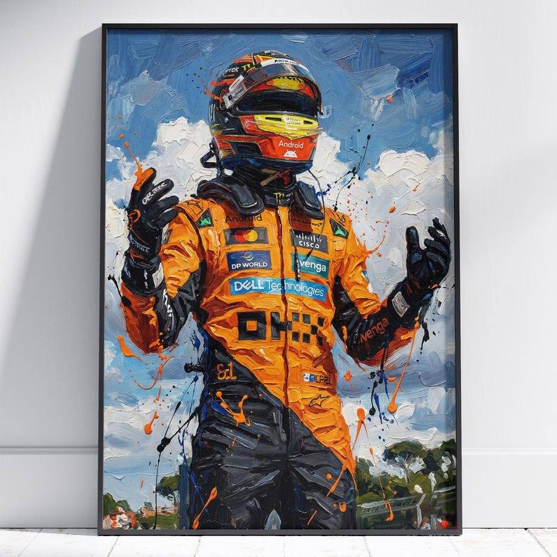 Oscar Piestri OP81 Art Print McLaren F1 Team Poster Impasto Oil Painting Wall Art Formula 1 ของขวัญส