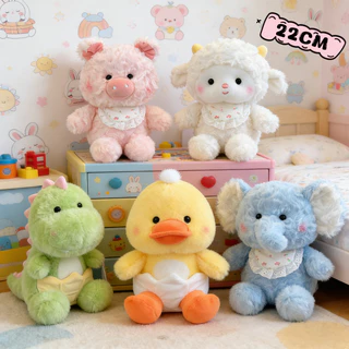 ตุ๊กตาขนฟู 22CM ตุ๊กตาหมู เป็ดสีเหลือง ตุ๊กตาไดโนเสาร์ นุ่มและน่ารัก ของขวัญวันเกิดและเทศกาล