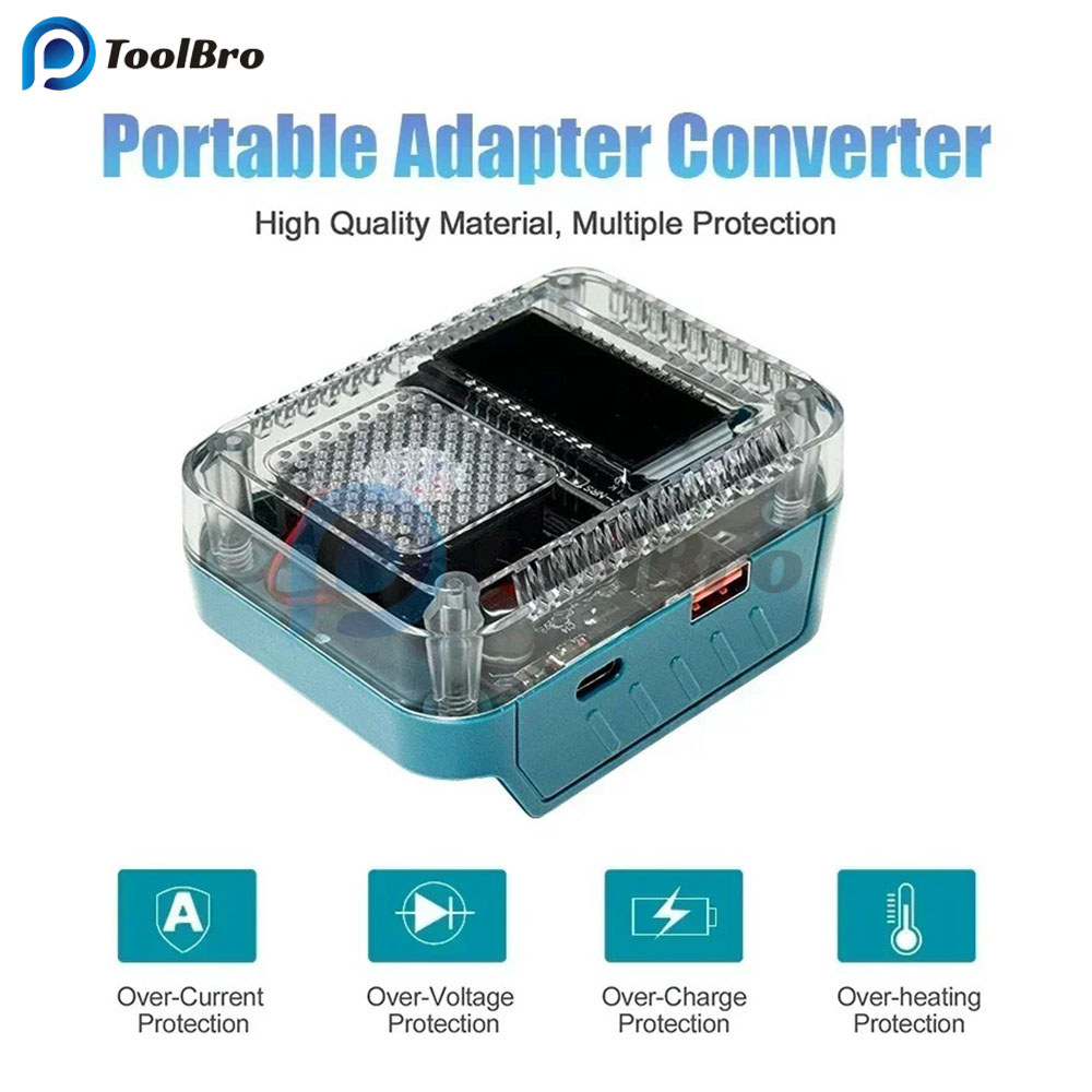 อะแดปเตอร์จอแสดงผลดิจิตอล USB Type-C แหล่งจ่ายไฟ 140W PD3.1 สําหรับ Makita Li-Ion เครื่องชาร์จแบตเตอรี่ Li-Ion ตัวแปลงอะแดปเตอร์แบตเตอรี่