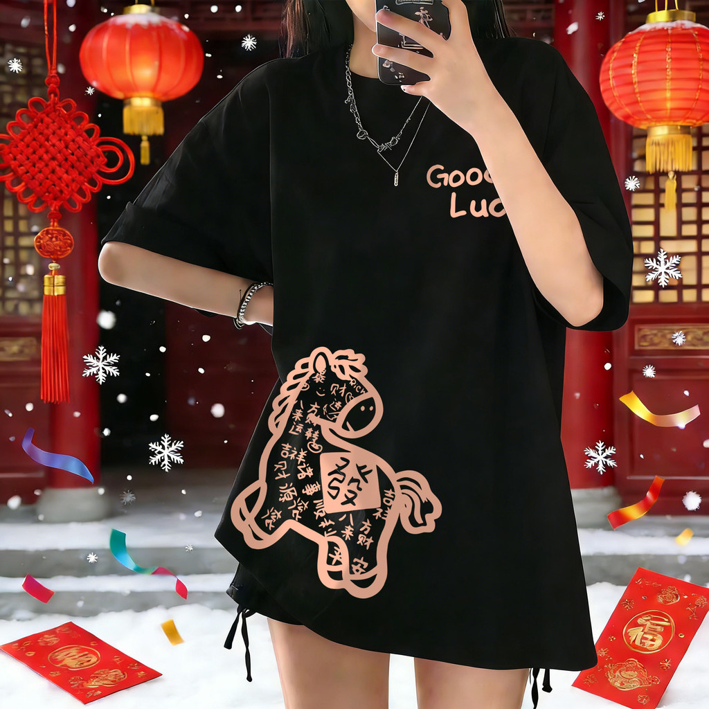 Top.street [COD]เสื้อแฟชั่น แขนสั้น คอกลม t shirt oversize cotton100% ใส่สบาย สไตล์ลำลอง 'Horse28' - รูปที่ 5