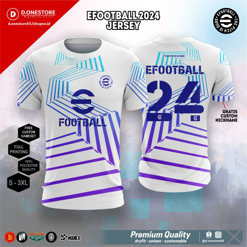 [การปรับแต่งฟรี] JERSEY EFOOTBALL 2024 WHITE NEW EDITION DRY FIT [ดีไซน์ใหม่]