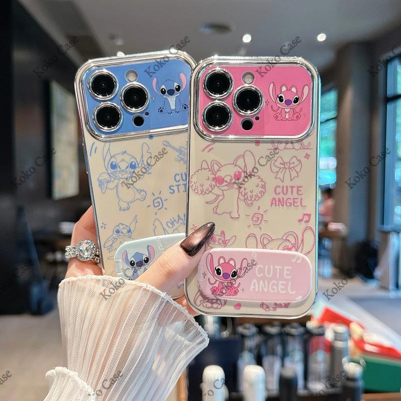 เคสโทรศัพท์ลายคู่รักสติทช์สุดน่ารัก ใช้ได้กับ iPhone 11/13/14/15Pro/16/17Pro/16ProMax,X/MAX/XR,7/8Plus รุ่น: ZT6DSC0573