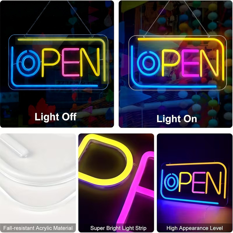 ป้ายไฟ ป้ายไฟร้าน ป้ายไฟตัวอักษร ป้ายไฟวิ่ง ป้ายไฟled ป้ายไฟopen 42x23cm งานอะคลิลิตใส สลับสี - รูปที่ 3