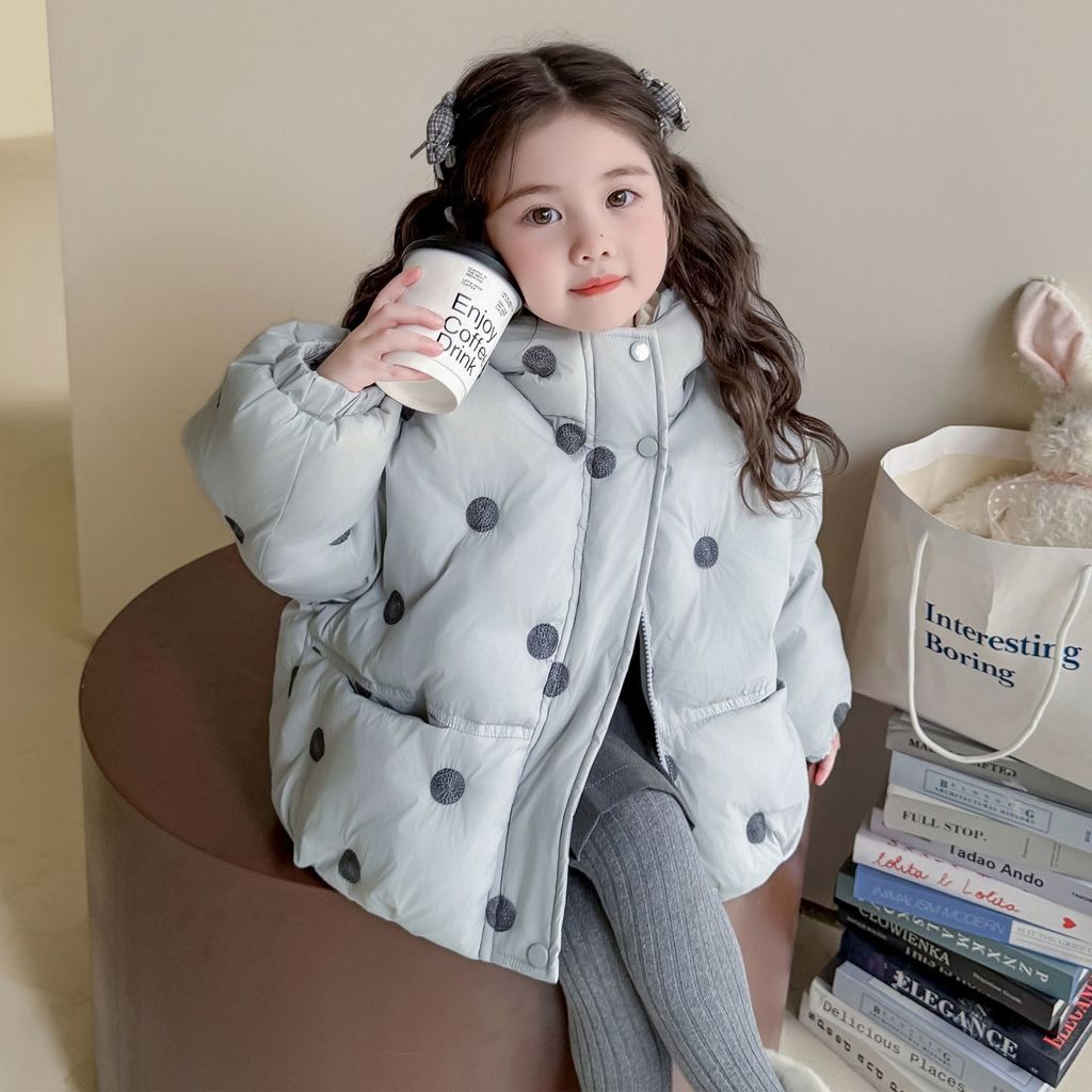 ฤดูหนาวใหม่ - เด็กหญิงหนาผ้าฝ้ายเด็กแฟชั่นคลื่นจุดเสื้อโค้ทที่อบอุ่น - รูปที่ 5