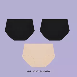 (แพ็ค 3 ชิ้น เอวกลาง รีดขอบ) Sabina Panty Zone Seamless Series กางเกงในทรงเอวกลาง รหัส NUZ24036 ( SUXK120)