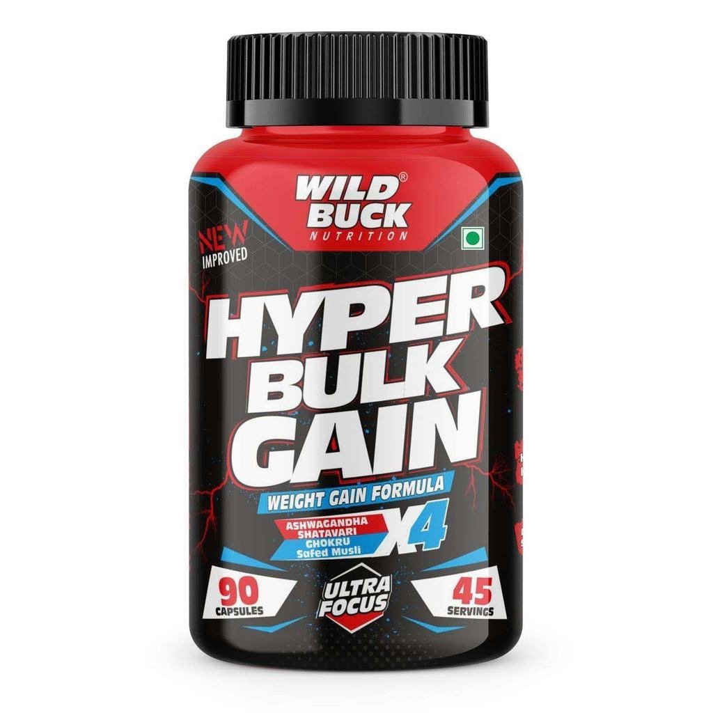 WILD BUCK Hyper Bulk Gain Mass & Weight Gainer Capsule สําหรับน้ําหนักและเพิ่มน้ําหนักอย่างรวดเร็ว, 