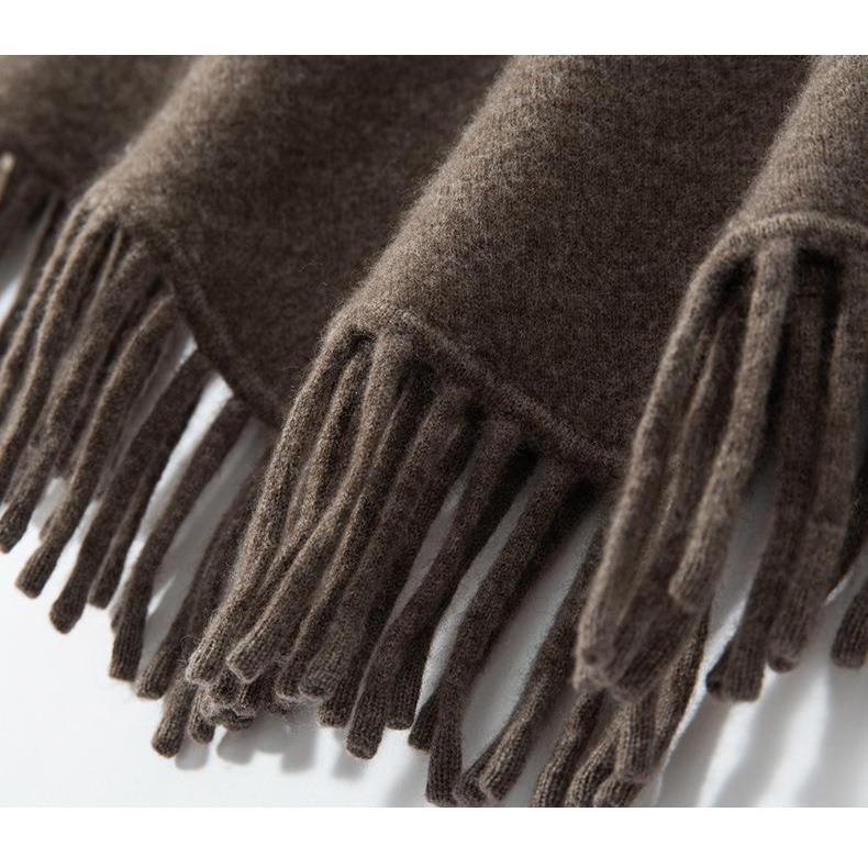 COD 2026 ฤดูใบไม้ร่วงฤดูหนาวสไตล์ใหม่สุภาพสตรีแคชเมียร์ครึ่งคอเต่าแขนยาวสี-Blocking พู่หลวมสบายๆแคชเ