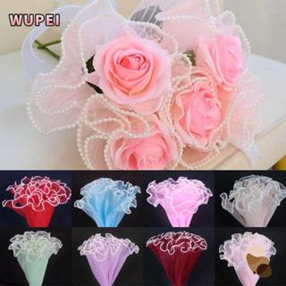 WUPEI ห่อของขวัญตาข่าย, เส้นด้ายคลื่นฟลอริสผ้าห่อ,ช่อดอกไม้ท…