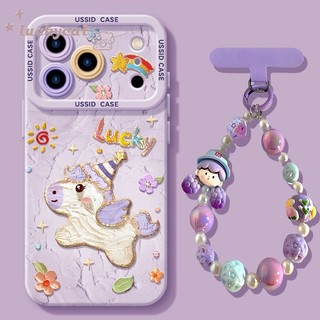 Ins ภาพวาดสีน้ํามันสวมหมวกม้าสีม่วงเคสโทรศัพท์สําหรับ iPhone 17 16 15 14 13 12 11 Pro Max X Xr Xs Max 7 8 Plus SE2020