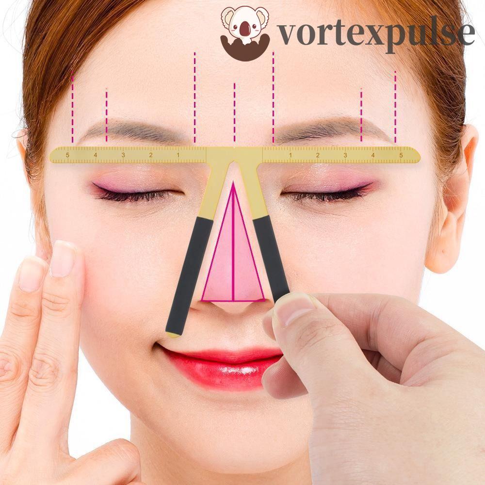 VORTEXPULSE Eyebrow Tattoo Ruler, 3D Reusable Microblading Eyebrow Stencil, เครื่องมือวัดแม่แบบโลหะ Balance Shaper เครื่องมือแต่งหน้า