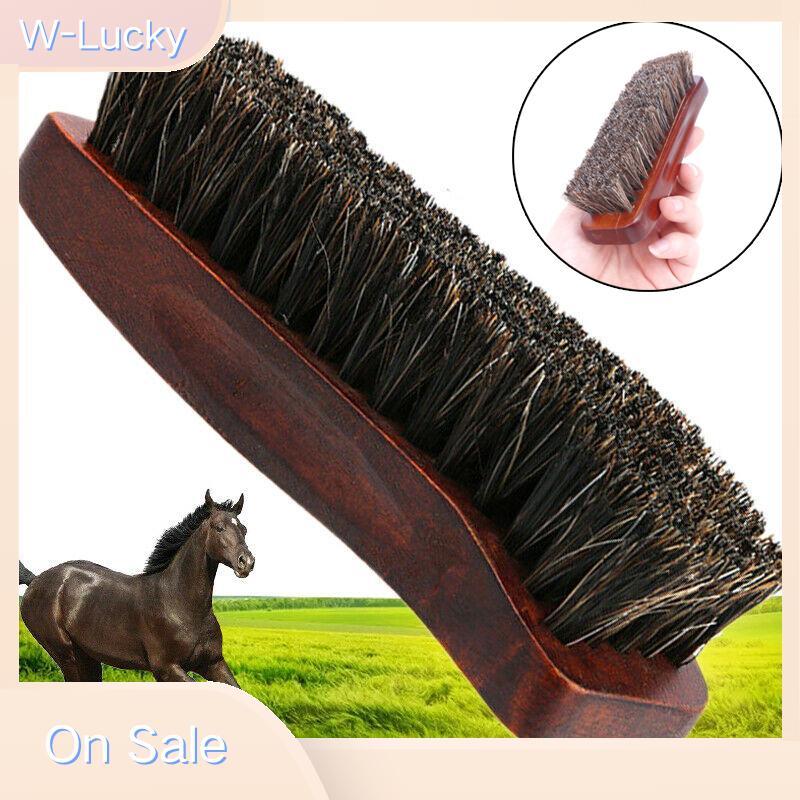 W-Lucky แปรงรองเท้าขนม้าขนไม้ธรรมชาติ Care Clean Shine Polish Brush