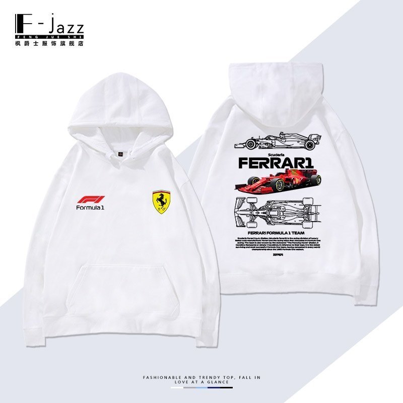 เสื้อสเวตเตอร์มีฮู้ดพิมพ์ลาย Ferrari Ferrari Ferrari สําหรับทั้งชายและหญิง 55