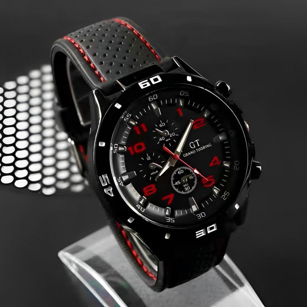 นาฬิกาซิลิโคน GT กันน้ำ unisex เงาด้านในสีดำนาฬิกากลไกรถสปอร์ตเหมาะสำหรับการค้าต่างประเทศนาฬิกาสปอร์ตขายร้อน