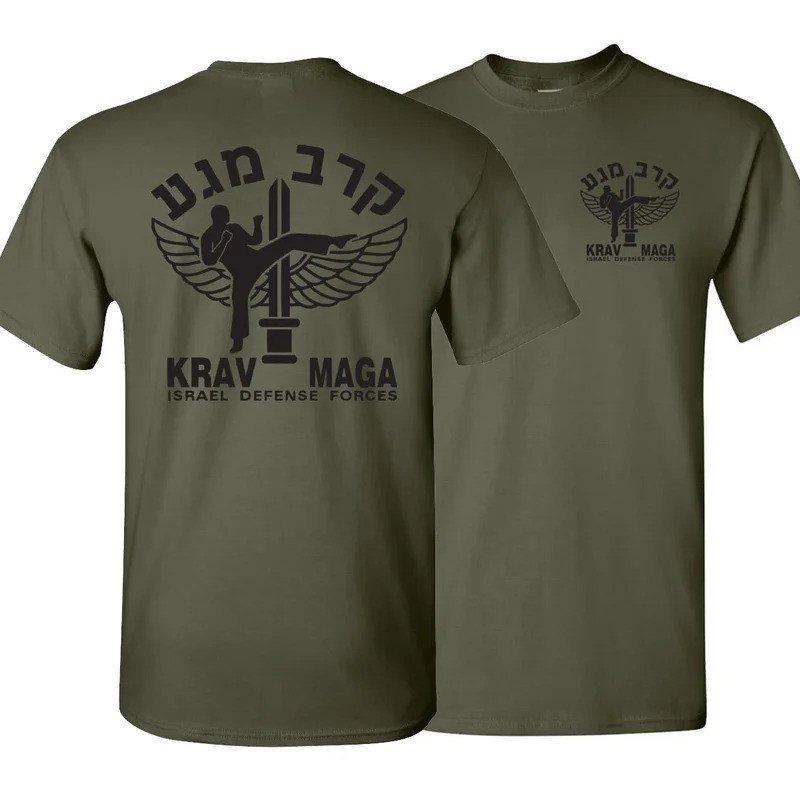ระบบการต่อสู้ป้องกันตัวของศิลปะการต่อสู้ Krav Maga อิสราเอล เสื้อยืด IDF 100% ผ้าฝ้าย คอ O แขนสั้น ส