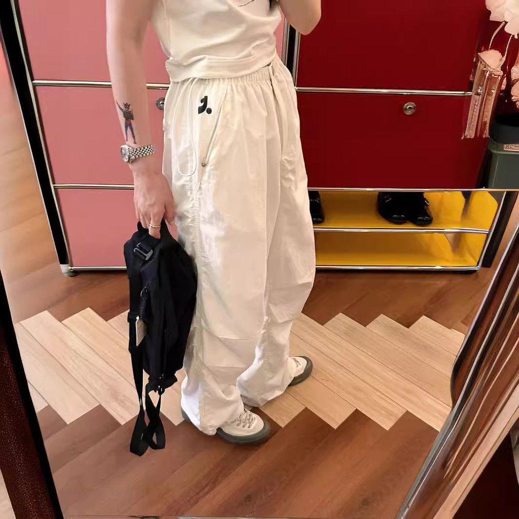 เกาหลี Niche Street Wear Rest RR clottyteam ตรงหลวมสไตล์บาง rr Parachute Overalls