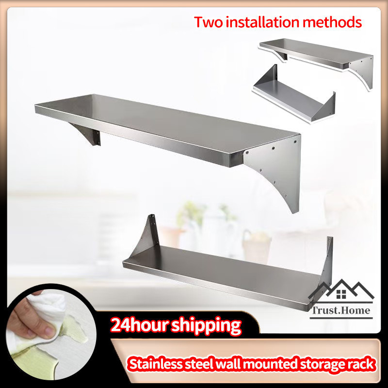 💐Ready Stock💐Stainless steel wall mounted storage rack/wall mounted microwave oven bracket/wall shel